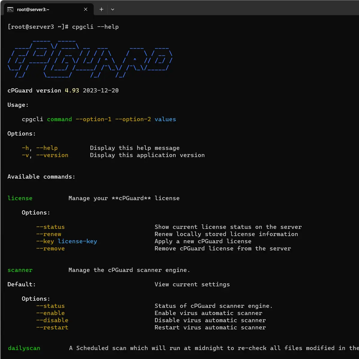 CLI de cPGuard