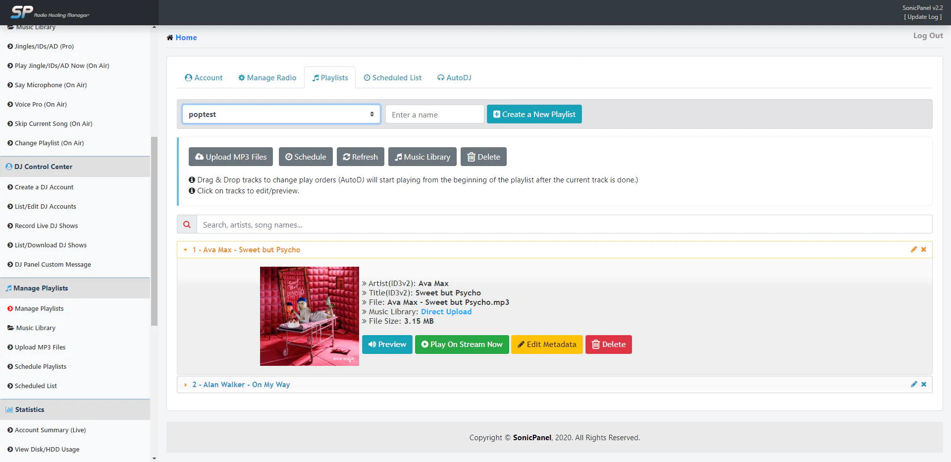 SonicPanel: editor de playlist y AutoDJ